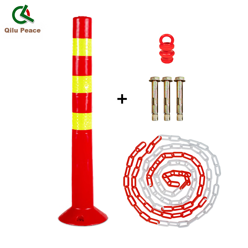 ql plastic warning post with reflective pe elastic barrier