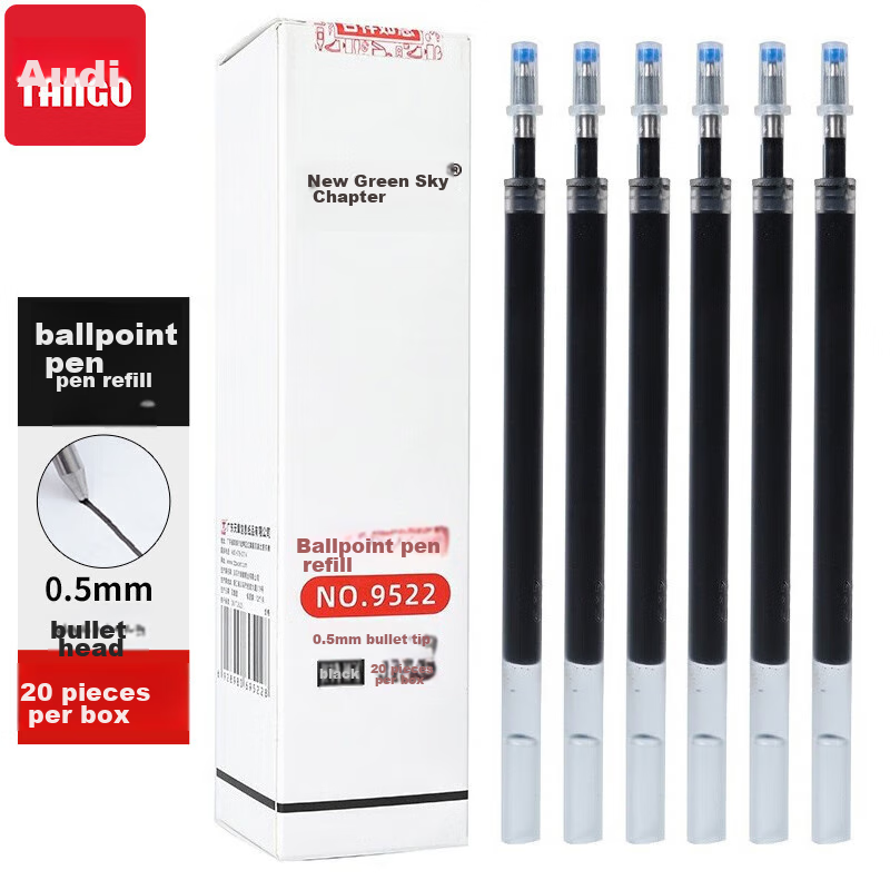 tango gel pen refills, 0.5mm black bullet tip, pack of 20