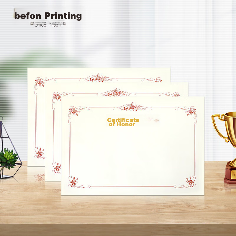 Befon 12K Velvet Honor Certificate Inner Pages - Elegant Award Stationery