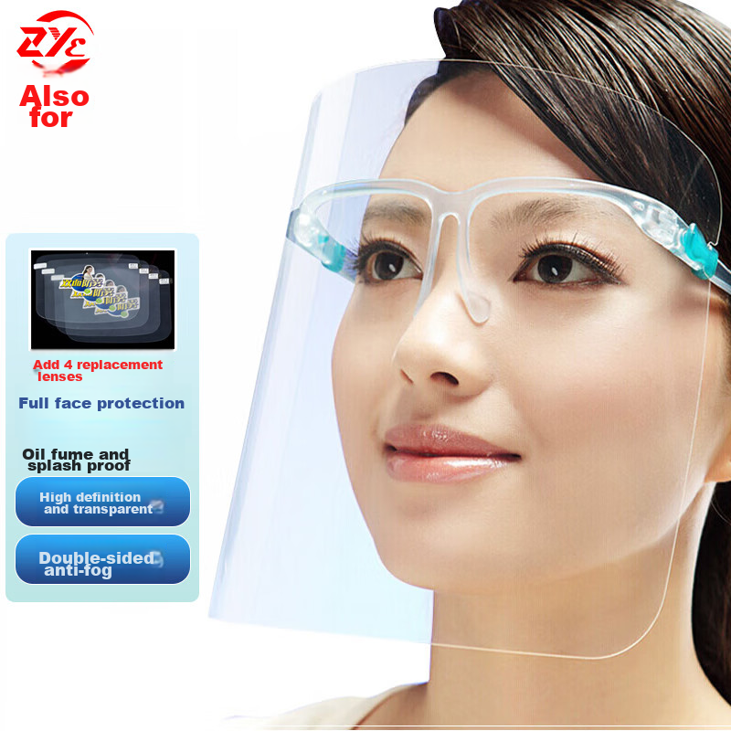 Zheyi transparent protective face shield with anti-fog double-sided lens for cooking