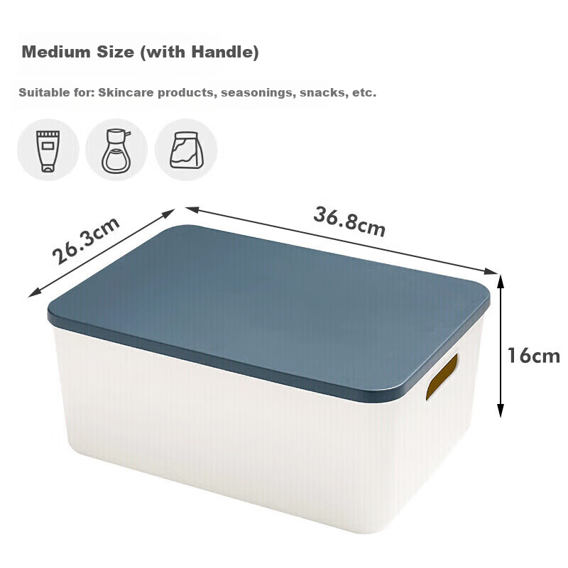 Baicaoyuan Large Storage Box with Lid, Blue