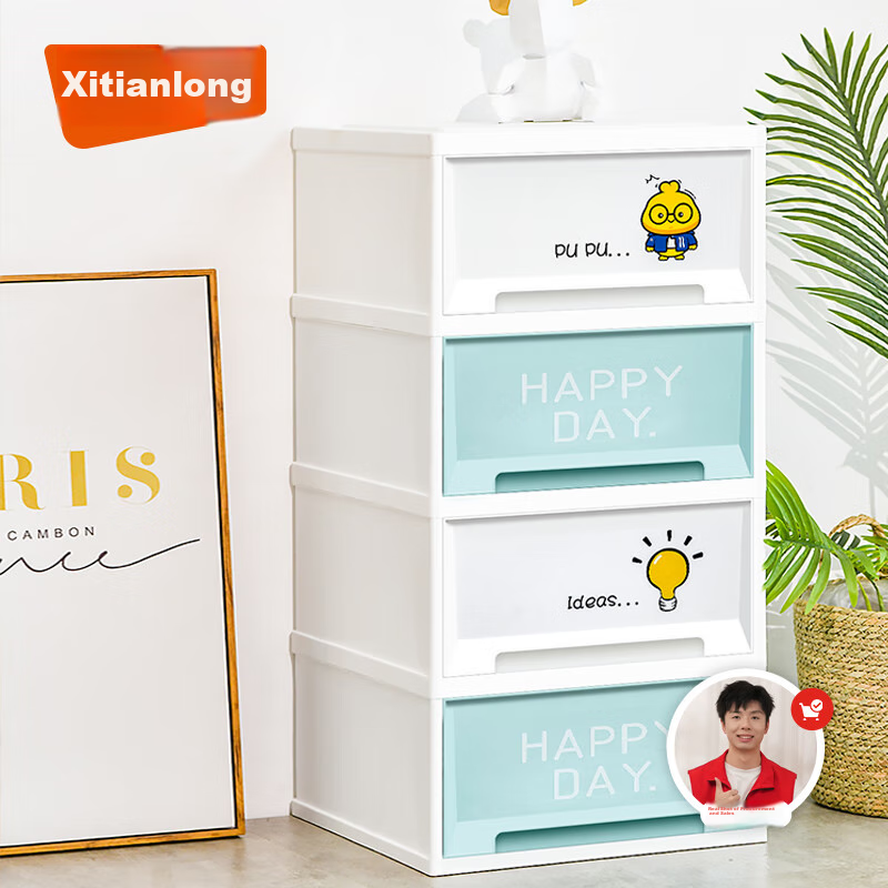 Citylong 3-Tier Dinosaur Plastic Storage Cabinet for Kids