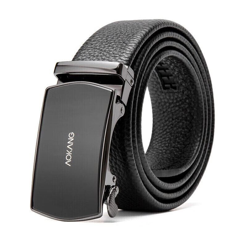 aokang men's leather belt automatic buckle business style