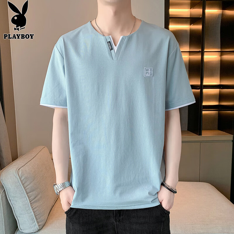 Playboy Men's V-Neck Short Sleeve Summer Tee