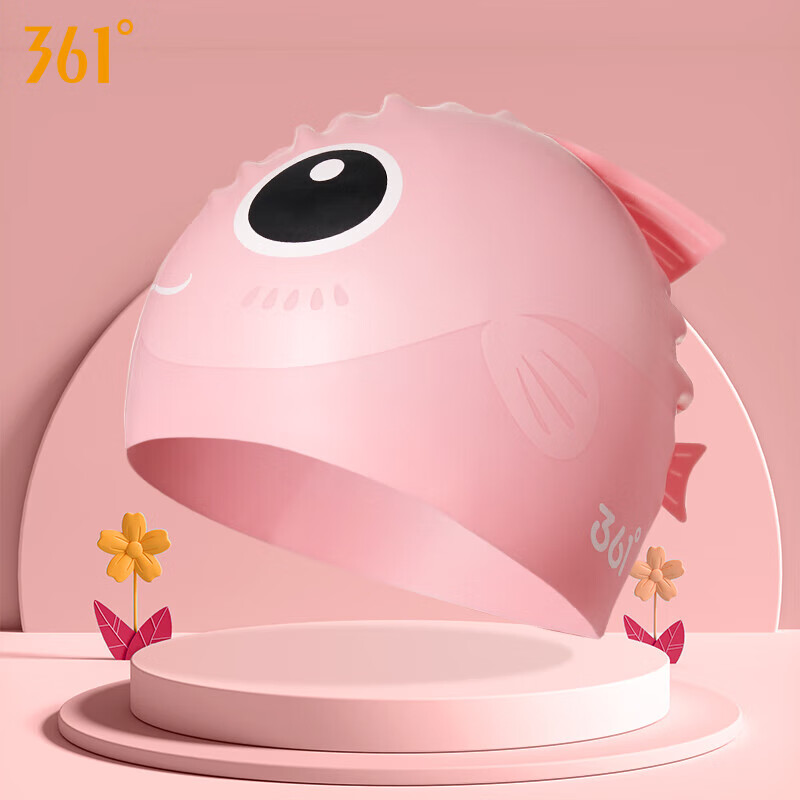 361° Kids Swim Cap - Cute Shark Design, Comfortable Silicone, Waterproof