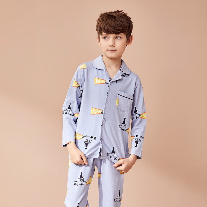Hodo Boys' Pure Cotton Autumn Pajamas Set