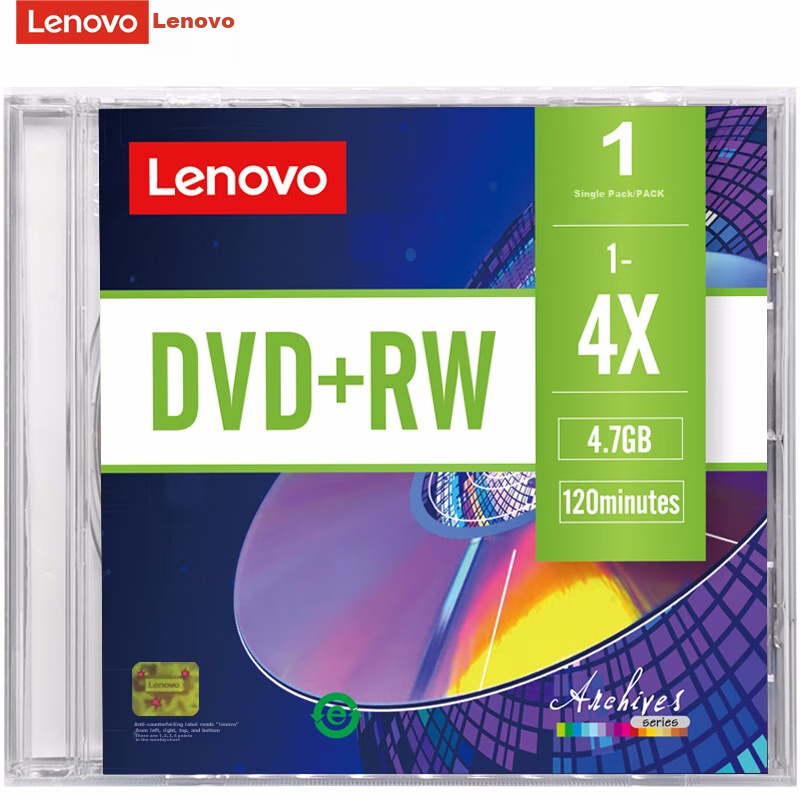 Lenovo Thinkplus DVD+RW Rewritable Discs, 4.7GB, 1-4x Speed