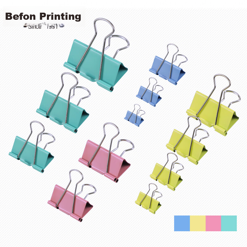 Befon colorful metal long tail clips, 60pcs