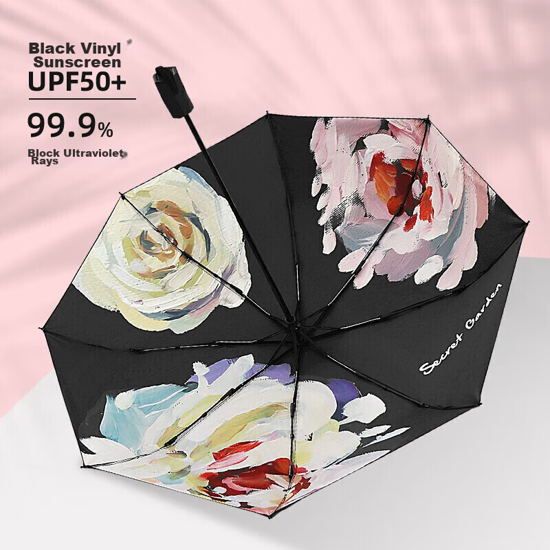 c'mon oil painting flower sun rain umbrella