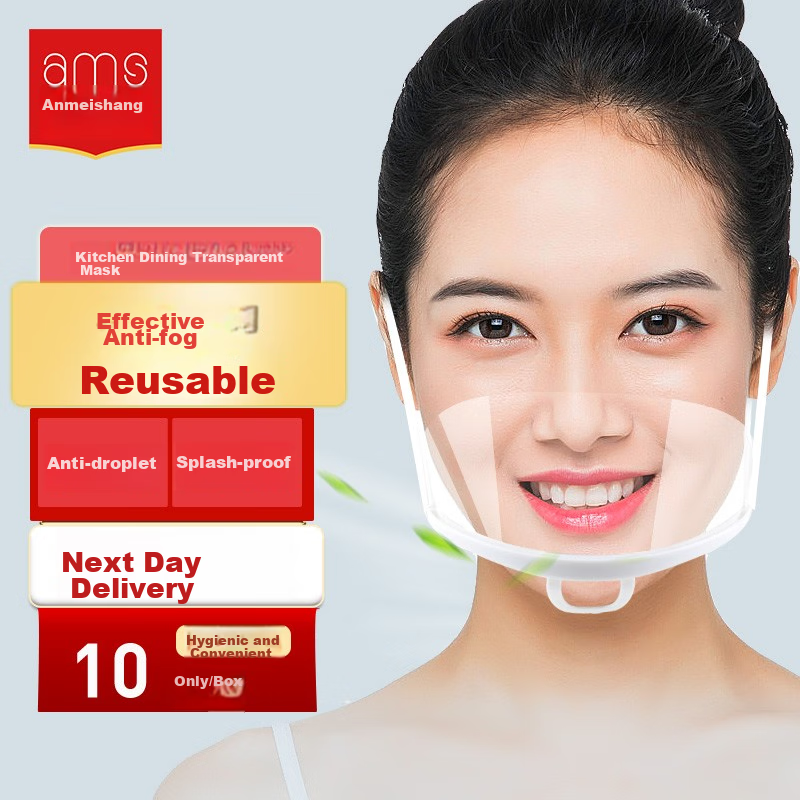 ams double-sided anti-fog food grade smile masks 10 pack
