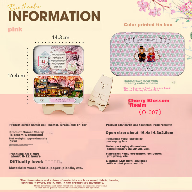 Cherry Blossom DIY Dollhouse Theater Kit - Wo No Wu Handmade Gift
