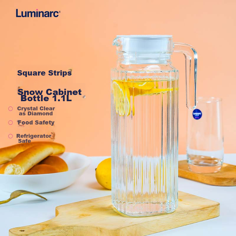 luminarc square glass water pitcher 1.1l