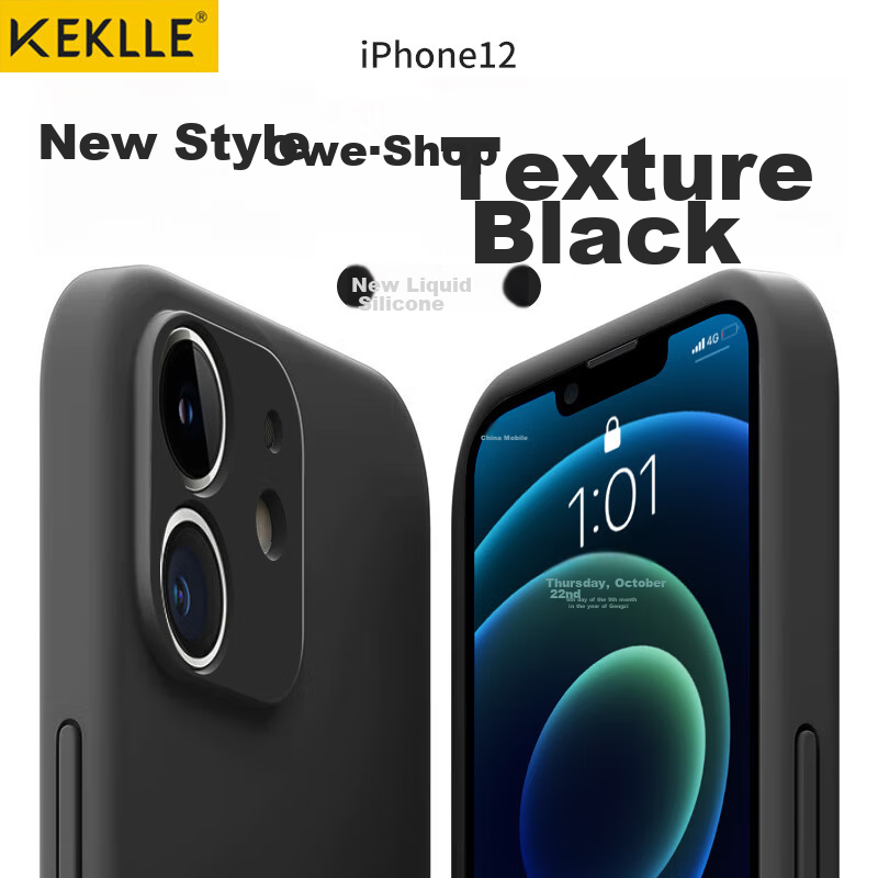 Keklle iPhone 12 silicone case, elegant black