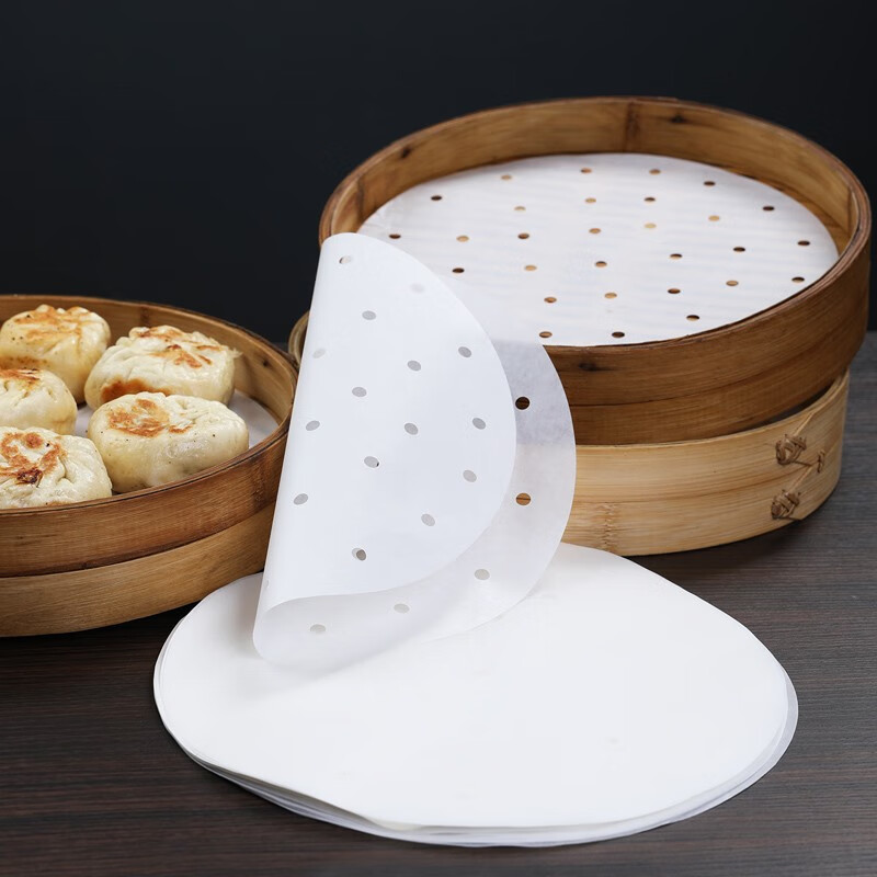 Fangcaodi 100 Steamer Paper Sheets, 27CM Round Non-Stick Liners