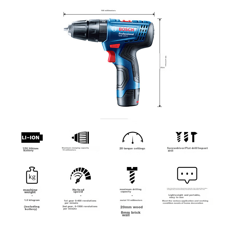 Bosch GSB120 12V Lithium-Ion Impact Drill Set