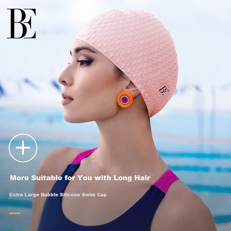balneaire premium hot spring enlarged bubble swim cap for long hair