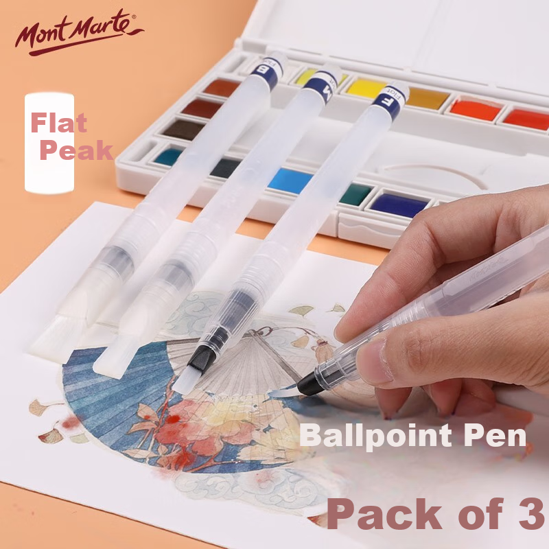 Mont Marte Watercolor Brush Set - Large, Medium, Small Brushes