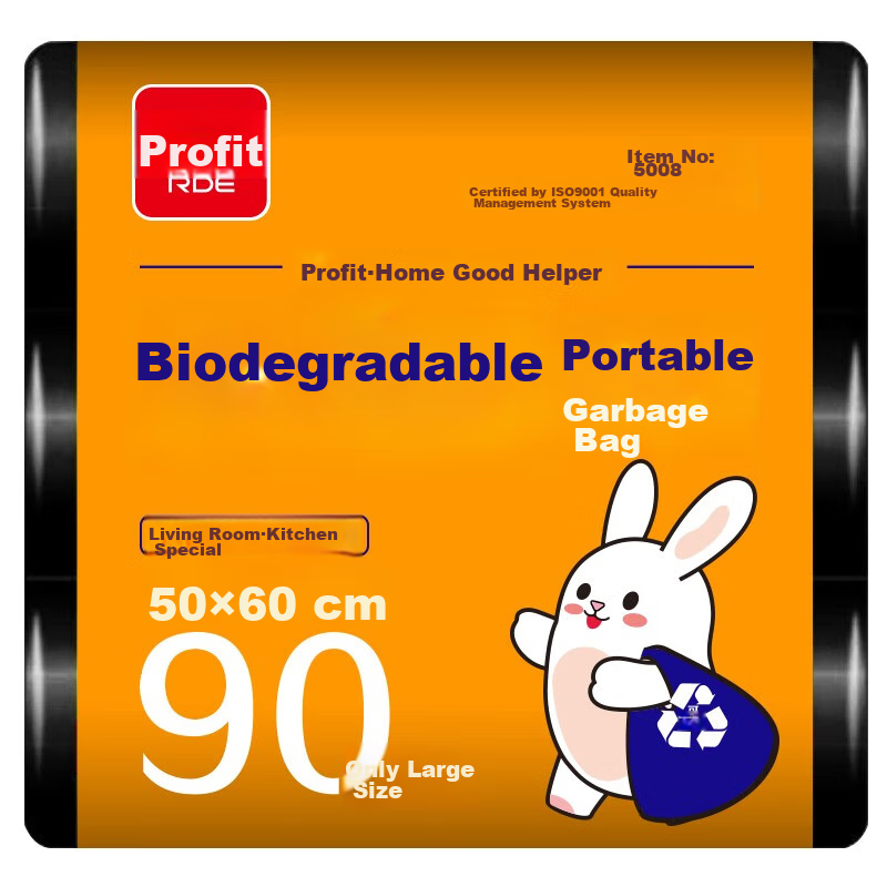Lide Biodegradable Garbage Bags, Black, 50x60cm, 90pcs