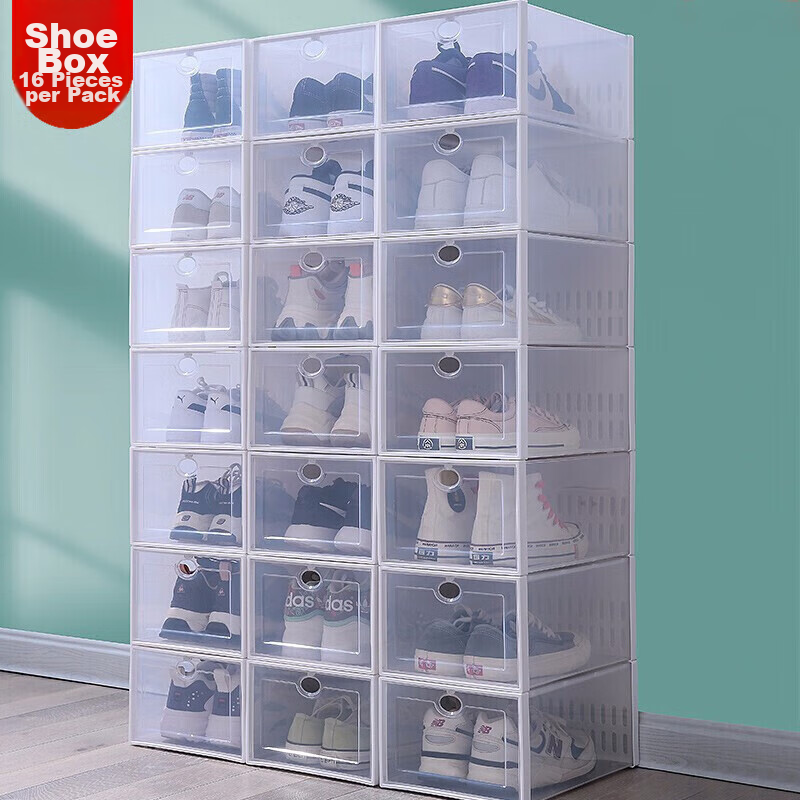 Baicaoyuan Transparent Drawer-Style Shoe Storage Box 16-Pack