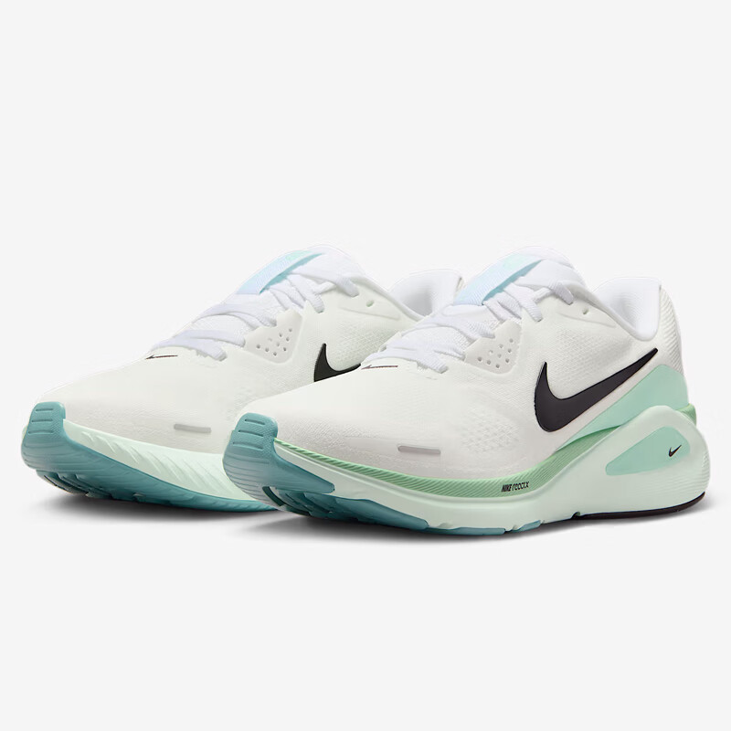NIKE Women's Air Zoom Structure 26 Running Shoes - White & Green_0