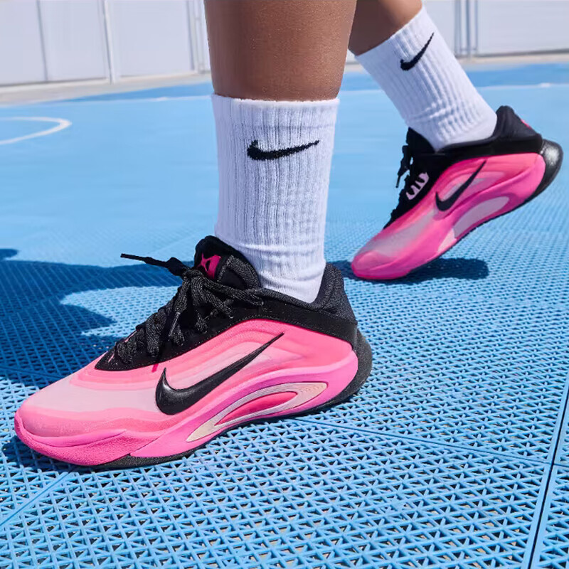 Nike Women's A'ONE EP Basketball Sneakers - Black/Gray - Size 40