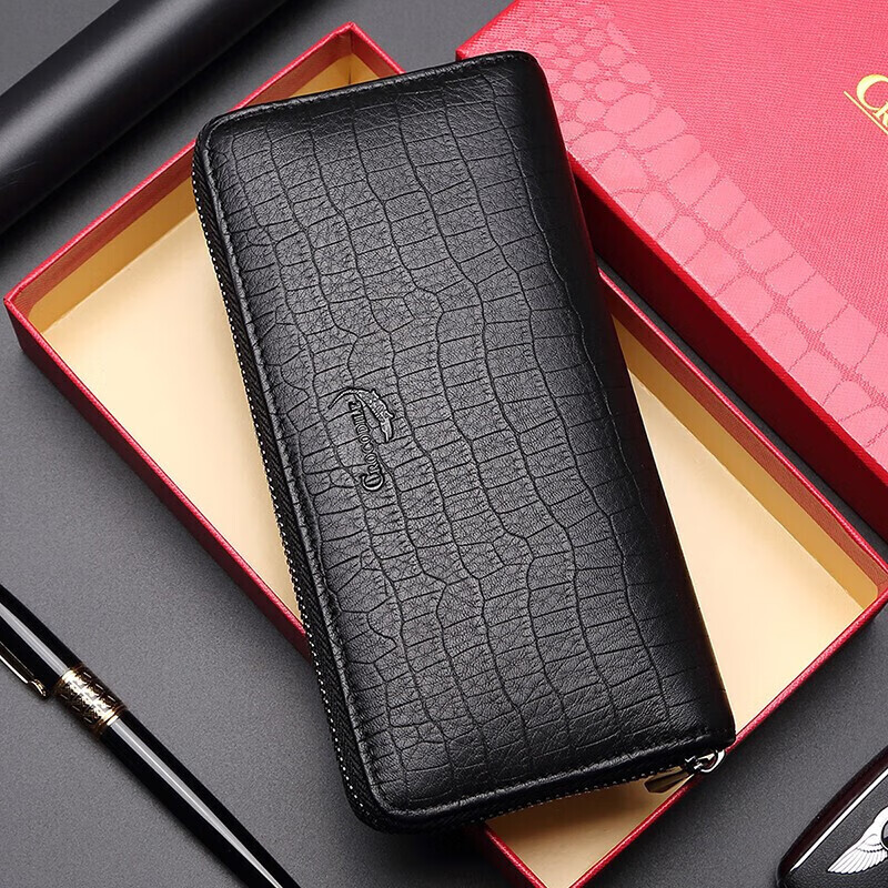 croc alligator pattern men's clutch wallet