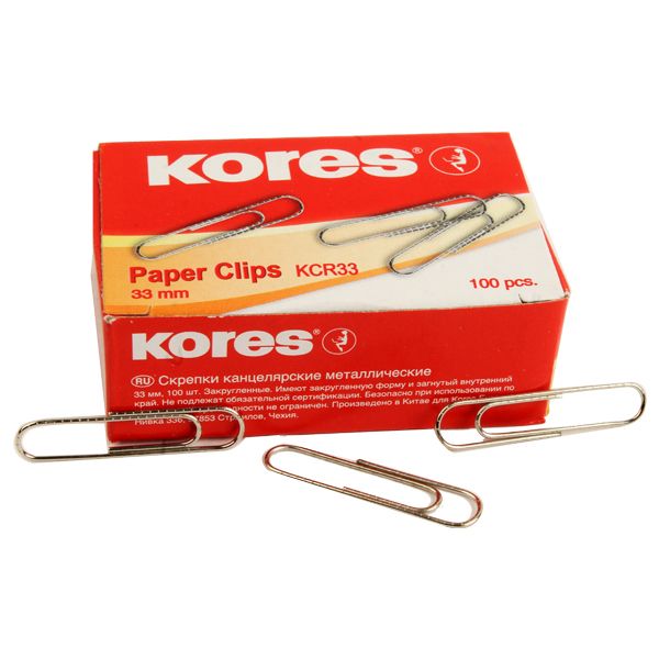 Kores - Paper Clips 33 mm – 100 pcs. (743011)