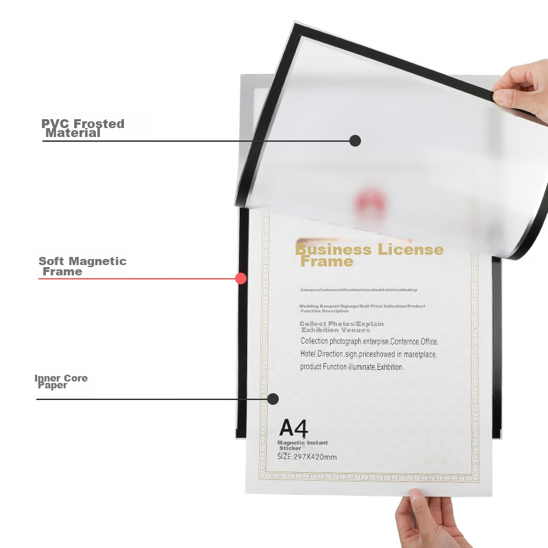 Befon A4 Silver Magnetic Business License Frame