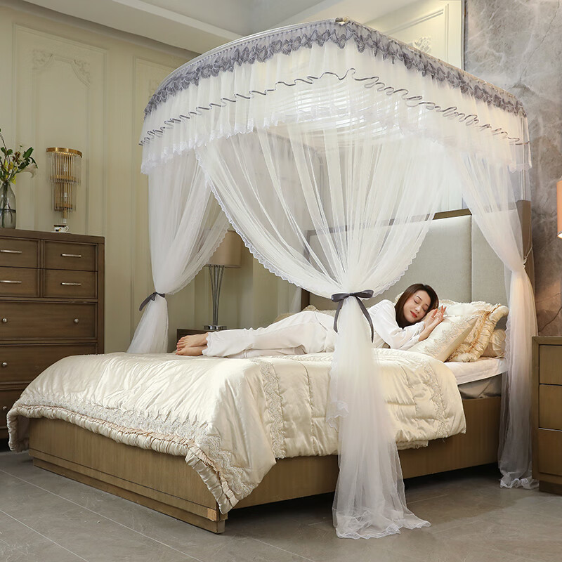 demichel elegant white 3-door retractable mosquito net