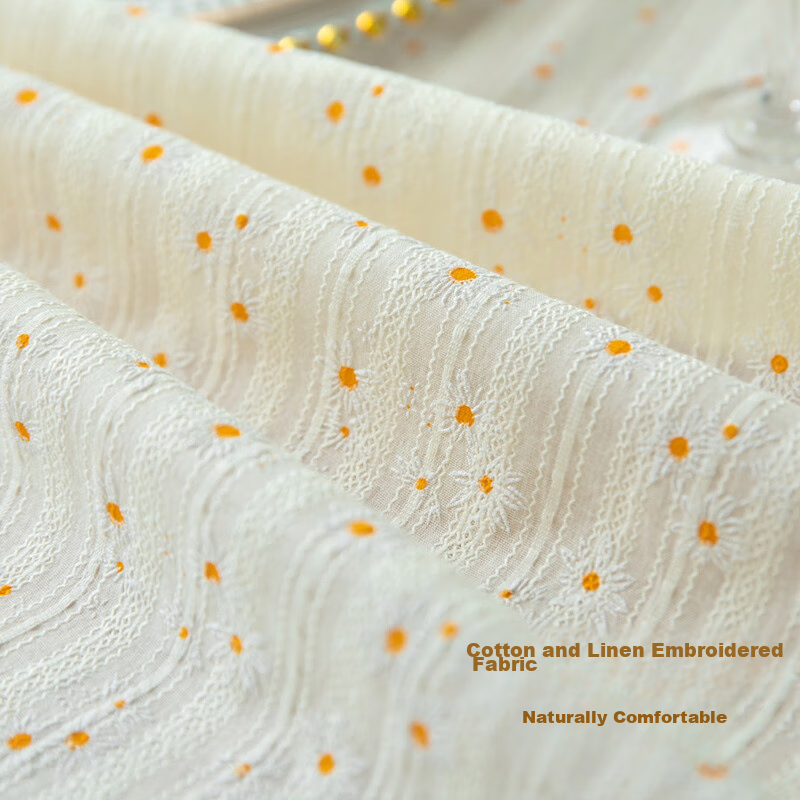 avivi cotton linen tablecloth, 140x180cm, yellow daisy pattern
