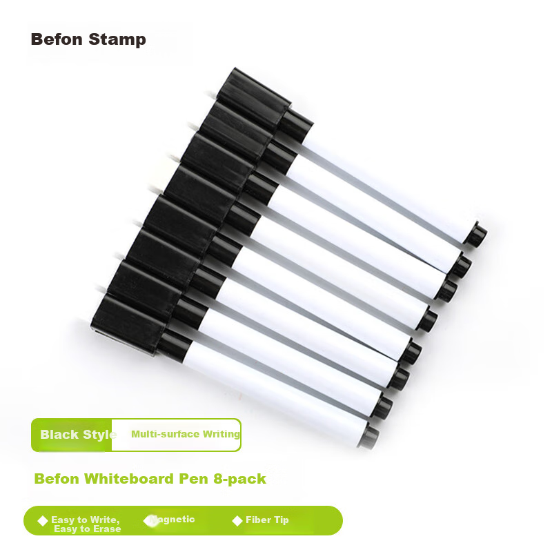 Befon black erasable whiteboard markers, 8 pack