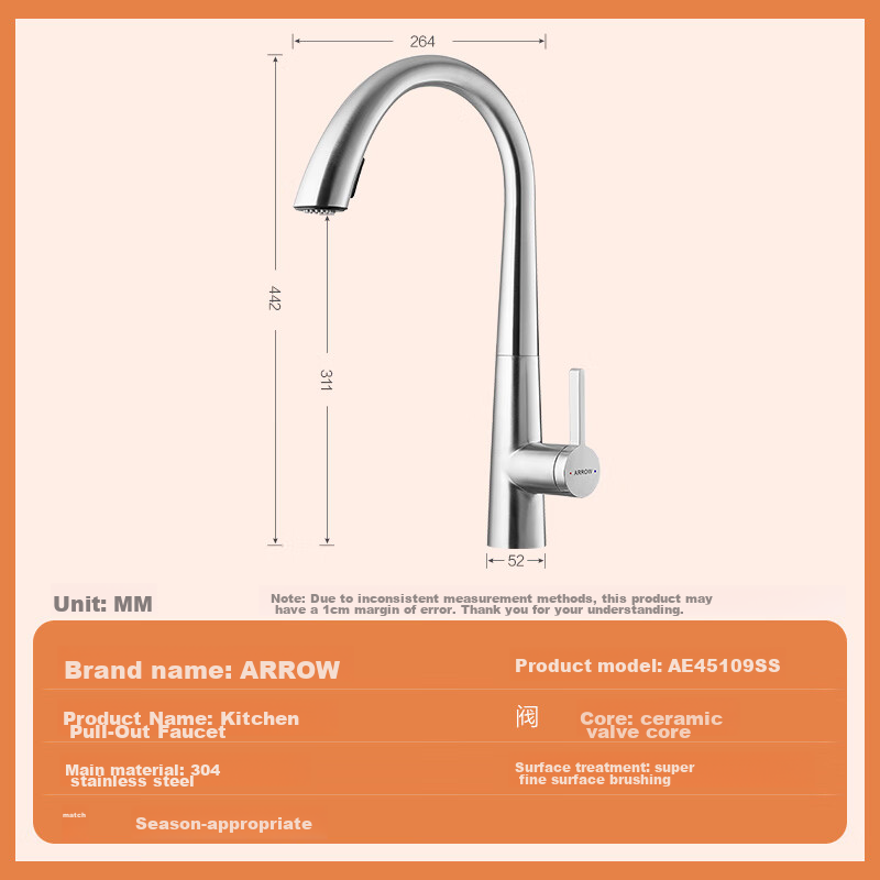 arrow swan neck pull-out kitchen faucet