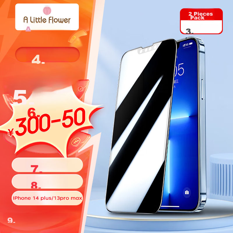 ALittleFlower Privacy Screen Protector for iPhone 13 Pro Max, Tempered Glass, Anti-Peeping