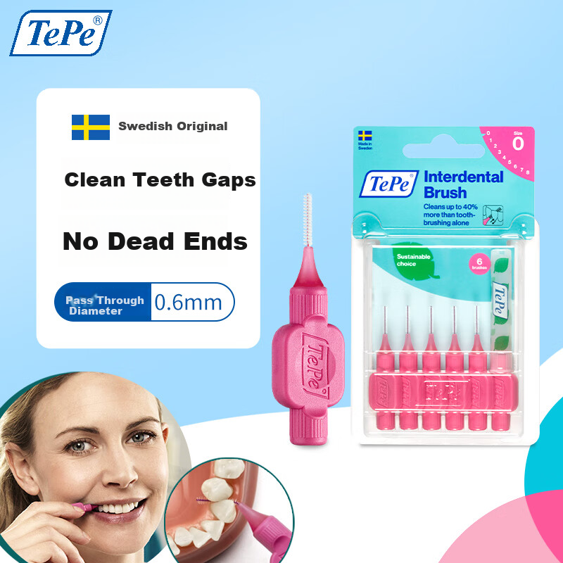 tepe swedish interdental brush type i 0.4mm pink 6pcs
