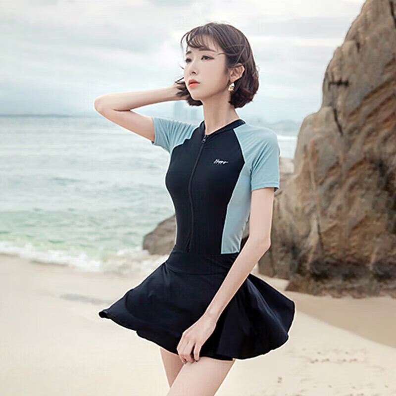 F.DYRAA women's black swimsuit with detachable skirt