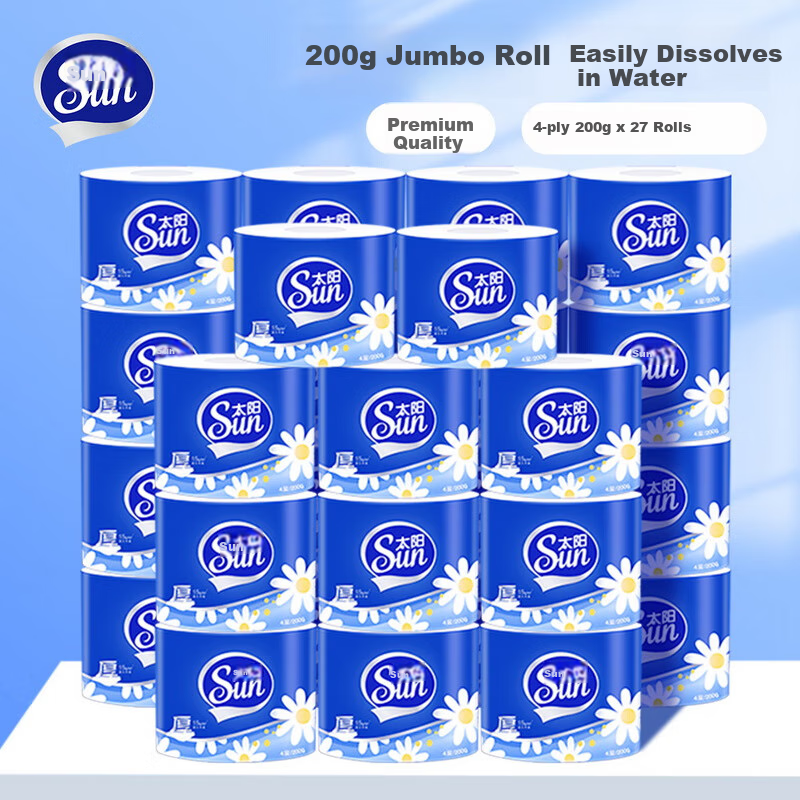 sun core roll toilet paper, 4-ply 200g, 27 rolls