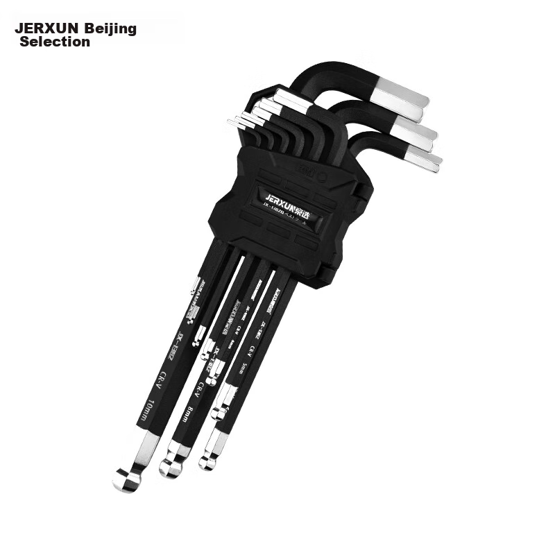 jerxun 9-piece hex key set, black plastic, extra long, metric