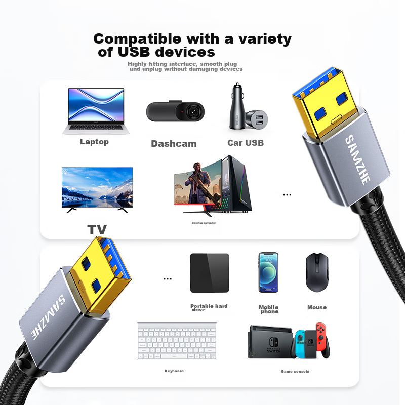 samzhe dual-head usb 3.0 cable, 0.5m