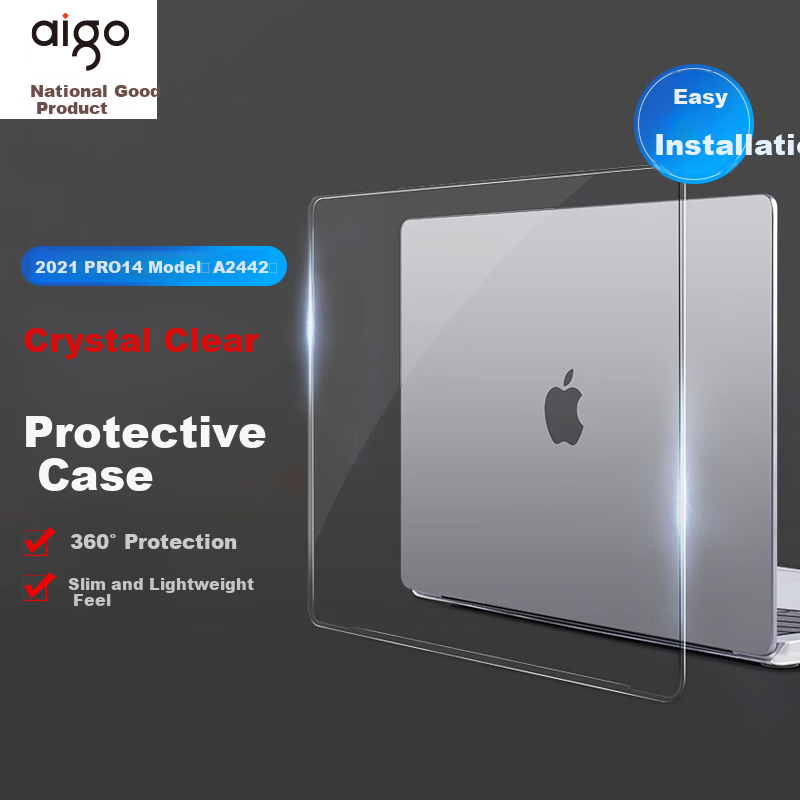 Aigo MacBook Pro 14 Protective Case, 2023/2024 Model, Ultra-Thin Silicone Cover