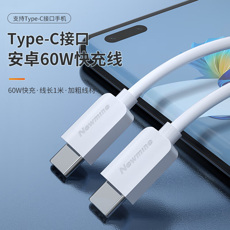 Newmine Dual Head PD60W Fast Charging Type-C Cable