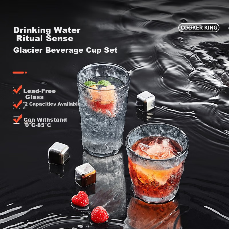 cook king trendy glacier glass cups 380ml set of 2