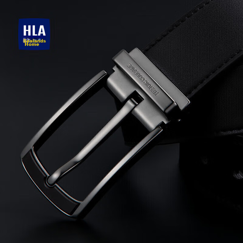 hla men's genuine leather pin buckle belt