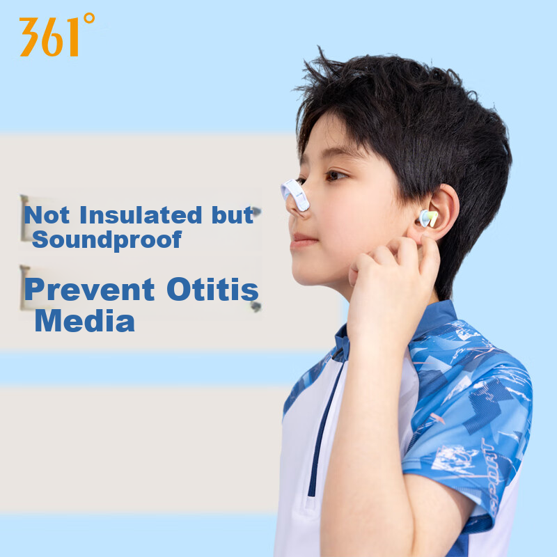 361° Kids Swim Nose Clip & Ear Plugs Set, Waterproof, Comfortable, All-Day Use