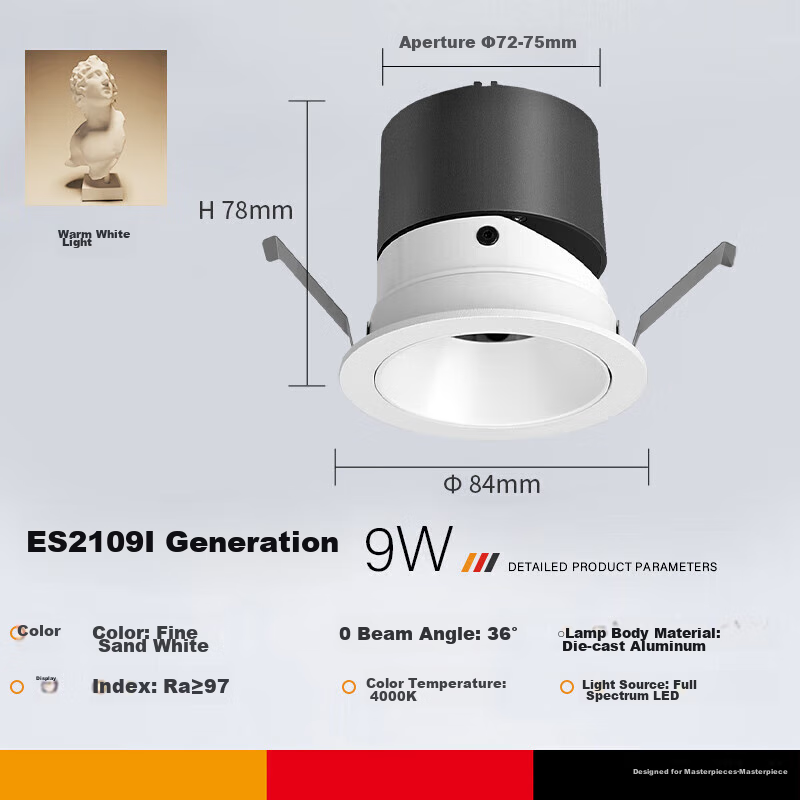 cdn es21 9w 4000k full spectrum spotlight