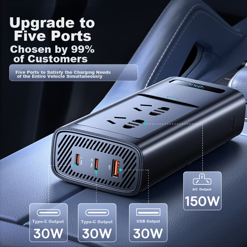 Baseus Smart Temperature Control Car Inverter Charger 12V to 220V 150W
