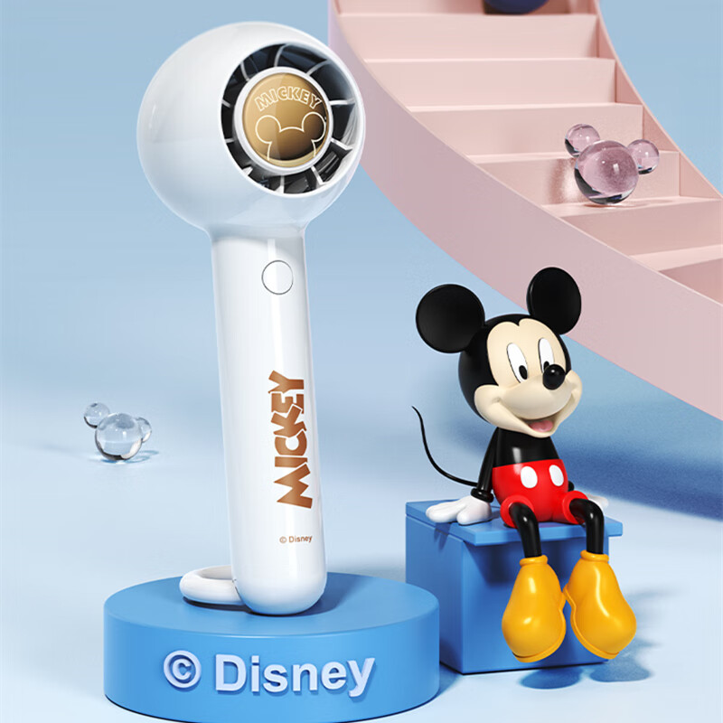 Disney Mickey Mouse Mini USB Fan - Portable, Rechargeable, Dual-Use