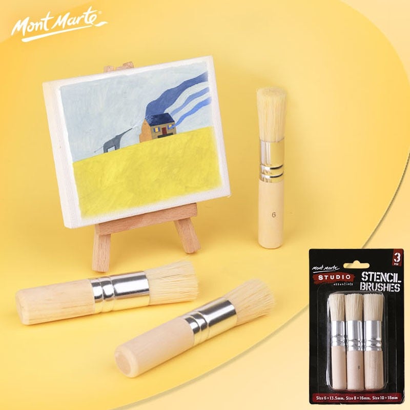 Mont Marte Pig Bristle Paint Brush Set, 3-Piece