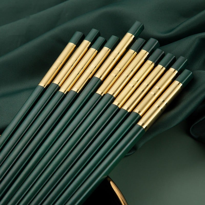 Shihua Silver Ion Antibacterial Chopsticks, 10 Pairs, Nordic Green