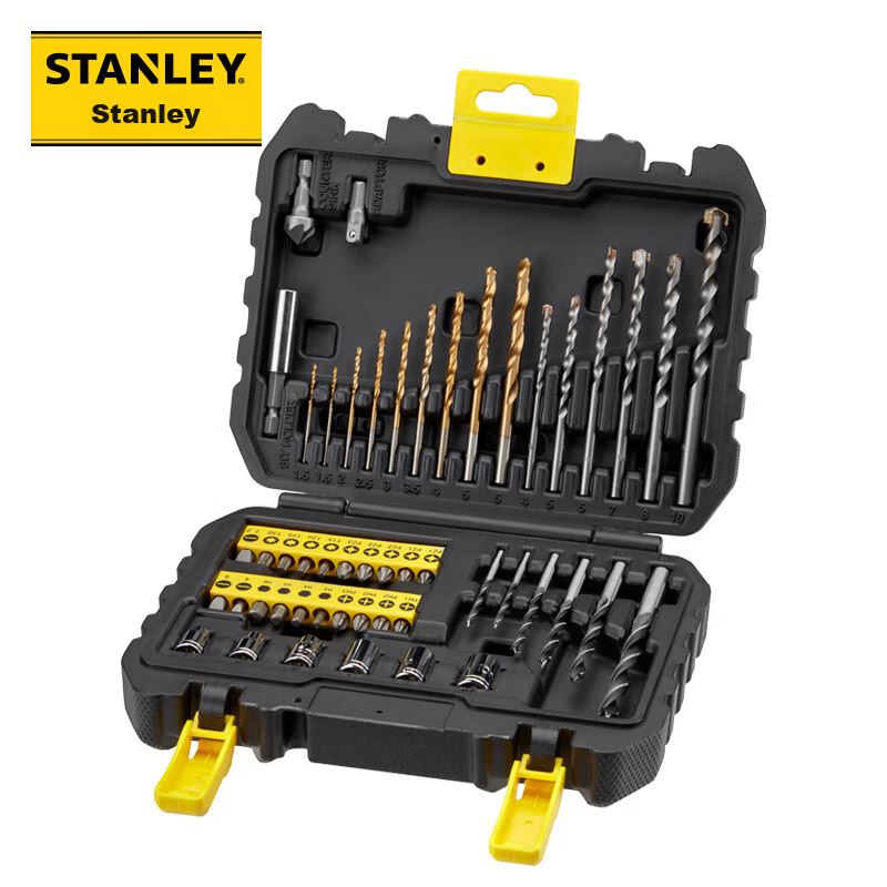 stanley 50-piece drill bit set with titanium coating