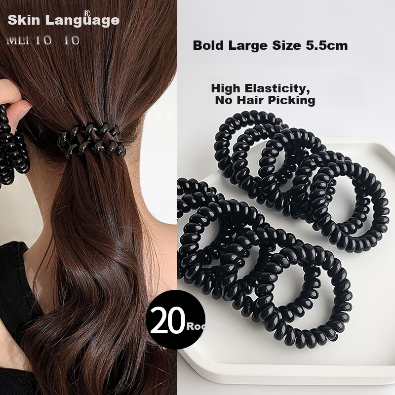 Meifuyu Large Black Elastic Hair Bands for Stylish Ponytails